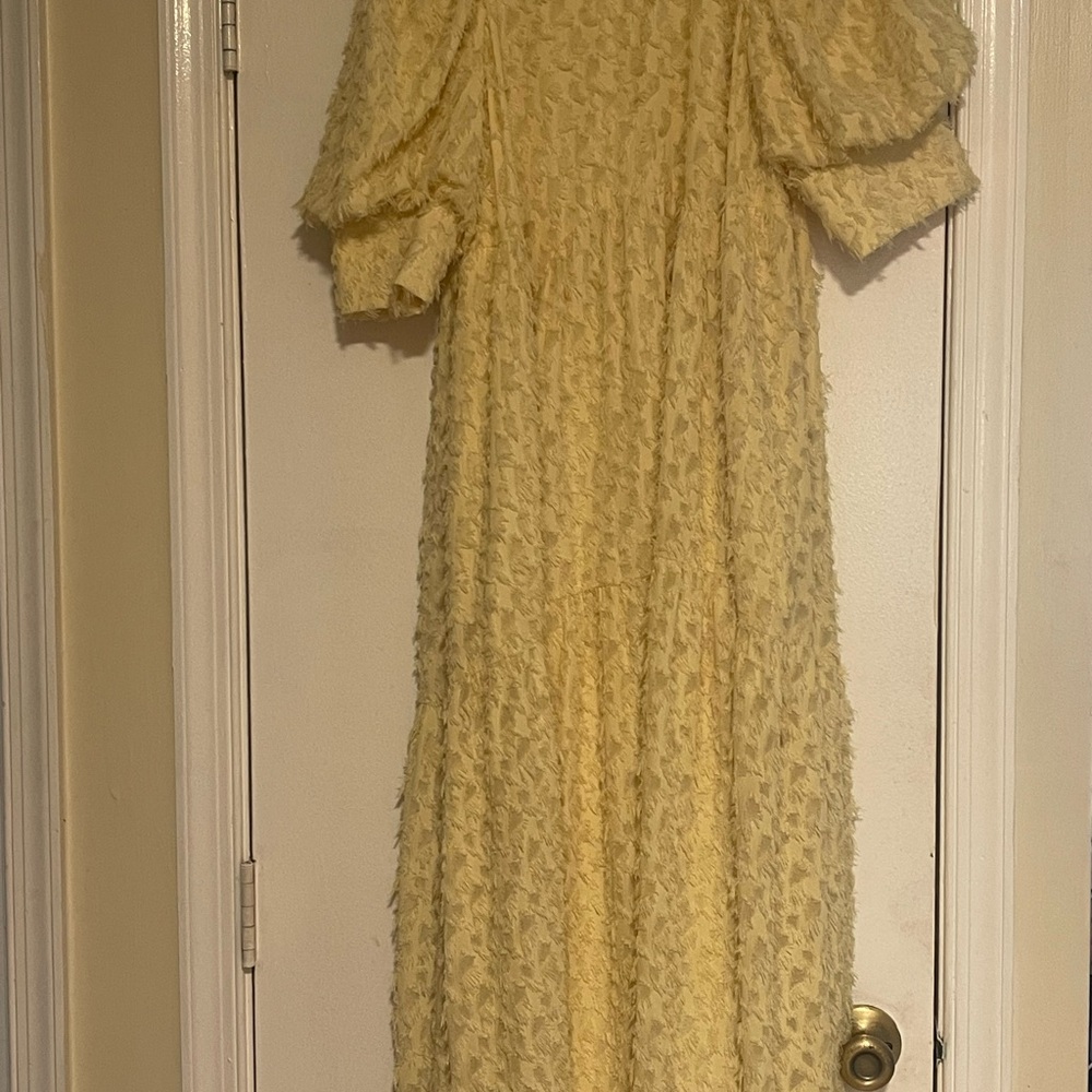 Zara Yellow Textured Maxi Dress